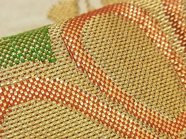 平和屋着物■六通柄袋帯 唐織 渡橋松富士門 金銀糸 逸品 n-ea0238