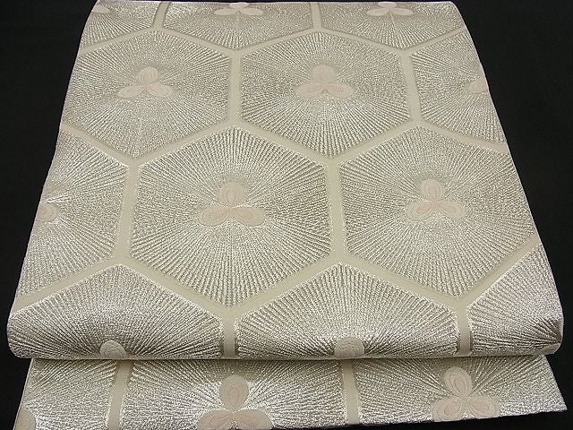 平和屋着物■六通柄袋帯 唐織 若松亀甲文様 銀糸 逸品 n-ea0316