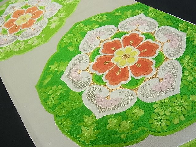 平和屋着物■六通柄袋帯 唐織 正倉院花文 金銀糸 逸品 et1273
