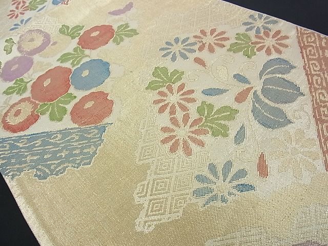 平和屋着物■佐賀錦 六通柄袋帯 吉祥草花文 金糸 逸品 et1290