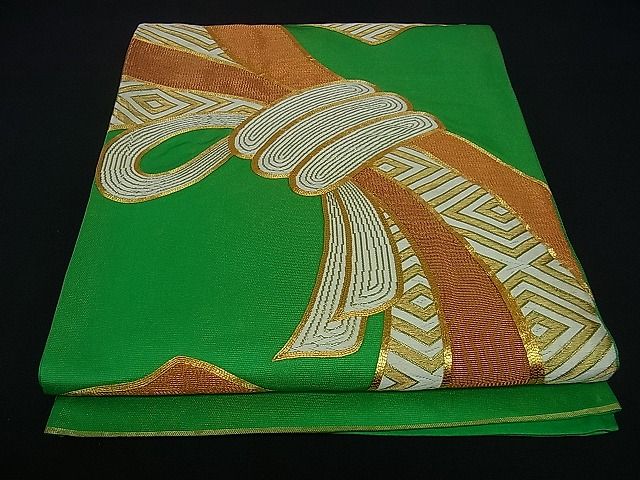 平和屋着物■太鼓柄袋帯 駒刺繍 束ね熨斗吉祥文 金糸 逸品 ev1116