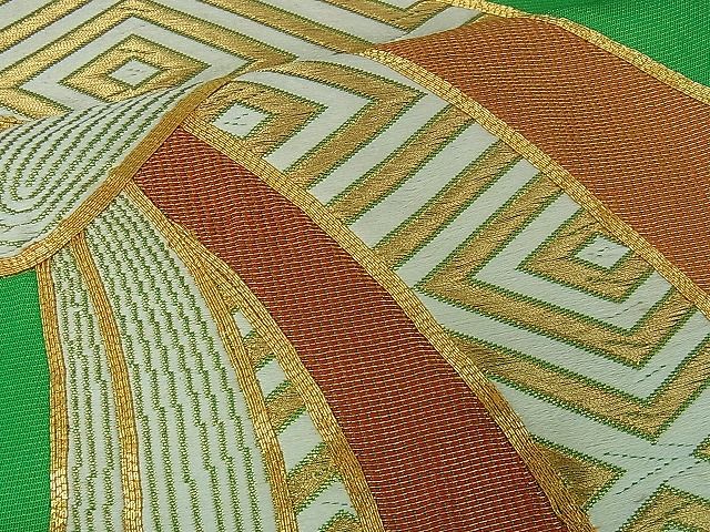 平和屋着物■太鼓柄袋帯 駒刺繍 束ね熨斗吉祥文 金糸 逸品 ev1116