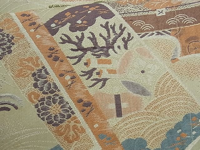 平和屋着物■全通柄袋帯 草花絵巻文 逸品 ev1207
