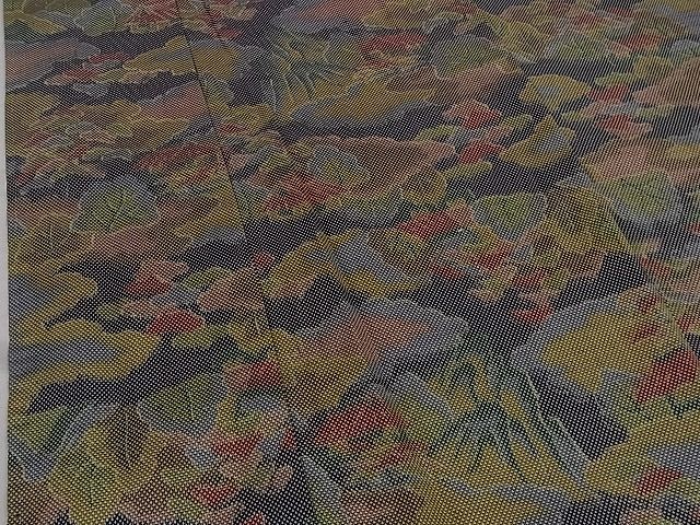 平和屋着物■上質なお召 風景文 逸品 fb5596