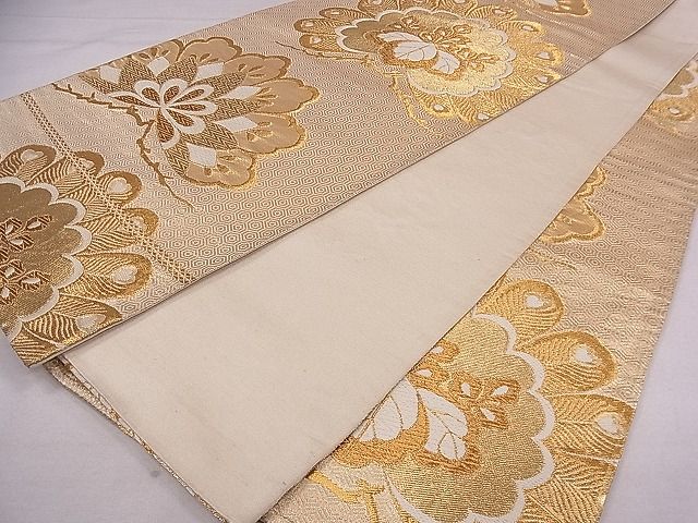 平和屋着物■六通柄袋帯 唐織 桐松文 金糸 逸品 fb8996
