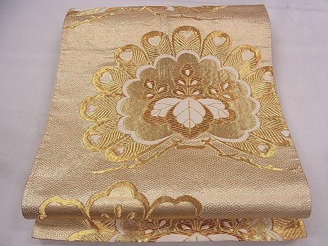 平和屋着物■六通柄袋帯 唐織 桐松文 金糸 逸品 fb8996