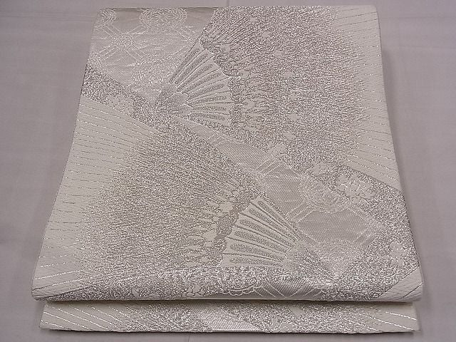 平和屋着物■六通柄袋帯 扇面花文 銀糸 逸品 fb9069