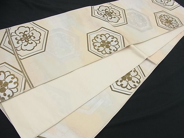 平和屋着物■六通柄袋帯 花菱亀甲文 金銀糸 逸品 n-fn0349