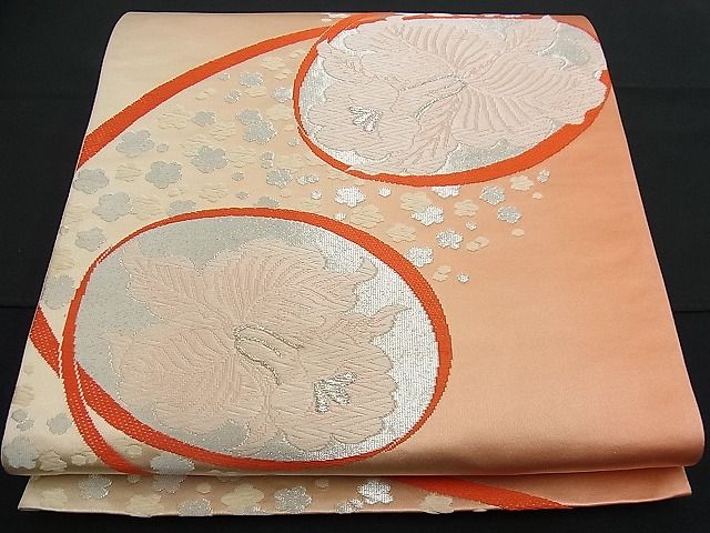 平和屋着物■六通柄袋帯 唐織 カトレア 銀糸 逸品 n-fn0508