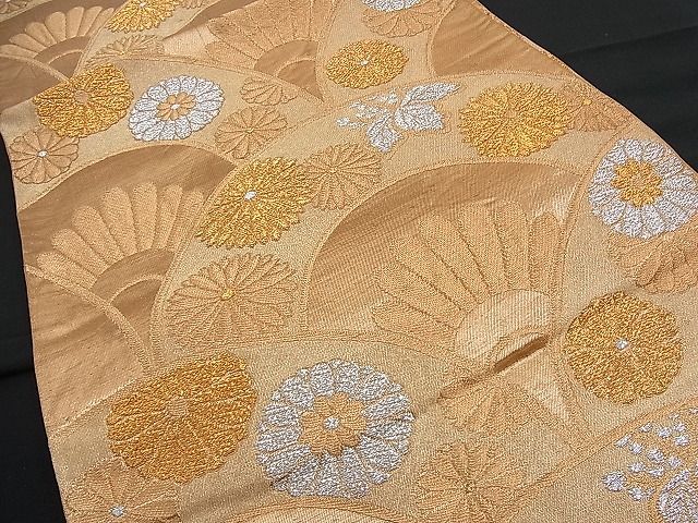 平和屋着物■六通柄袋帯 花青海波 金銀糸 逸品 n-fn0510