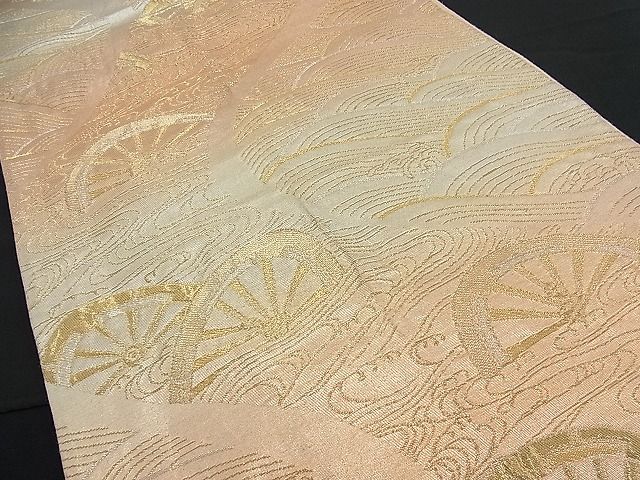 平和屋着物■六通柄袋帯 立波片輪車文 金銀糸 逸品 n-fn0515