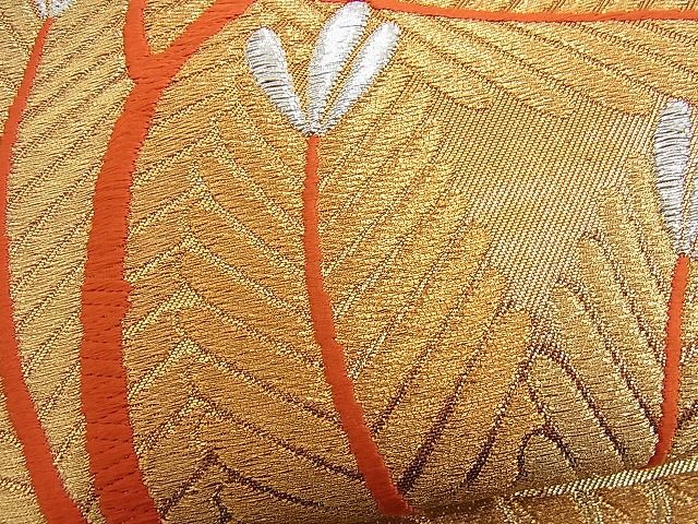 平和屋着物■六通柄袋帯 唐織 向かい鶴松吉祥文 金銀糸 逸品 n-fn0525