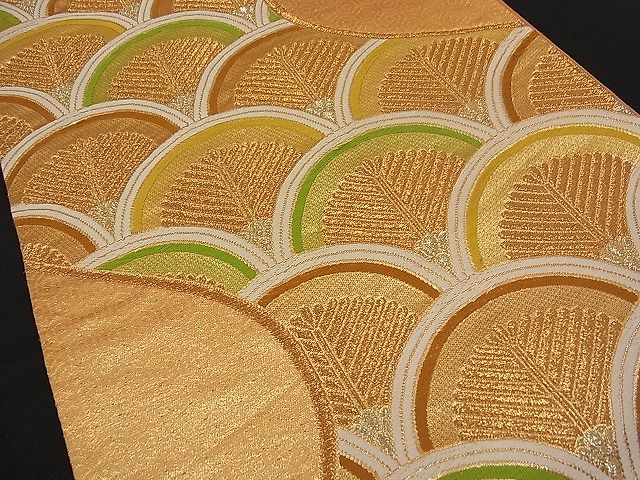 平和屋着物■六通柄袋帯 唐織 若松葉青海波 金糸 逸品 n-fw0947
