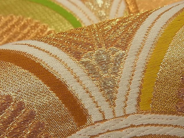 平和屋着物■六通柄袋帯 唐織 若松葉青海波 金糸 逸品 n-fw0947