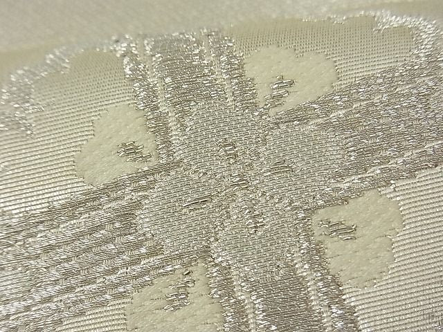 平和屋着物■六通柄袋帯 切嵌天井花文 銀糸 逸品 n-fw0955