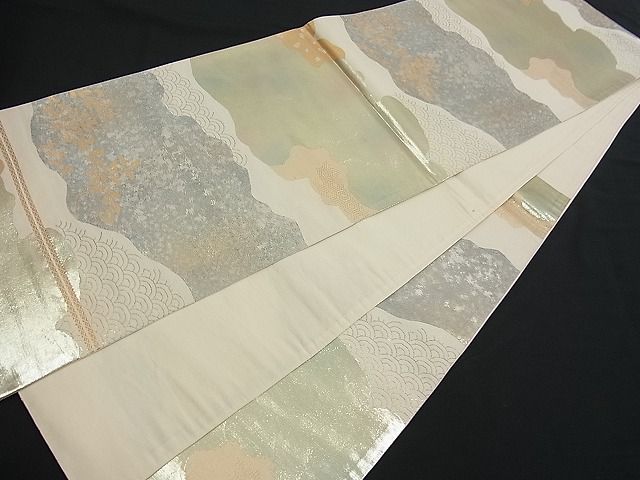 平和屋着物■六通柄袋帯 道長草葉文 金銀彩 逸品 n-fw1151