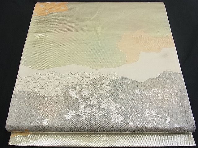平和屋着物■六通柄袋帯 道長草葉文 金銀彩 逸品 n-fw1151