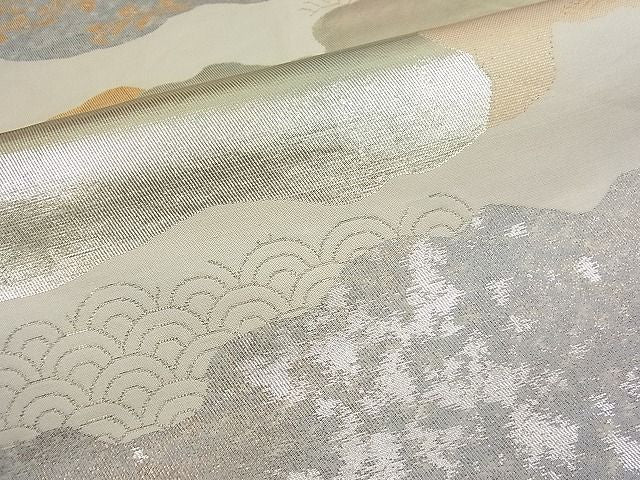 平和屋着物■六通柄袋帯 道長草葉文 金銀彩 逸品 n-fw1151
