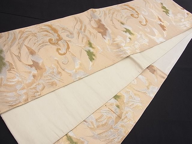 平和屋着物■六通柄袋帯 立波飛鶴文 金銀糸 逸品 n-fw1417