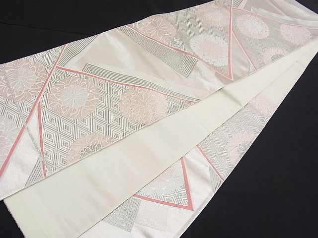 平和屋着物■六通柄袋帯 唐織 吉祥花文 銀糸 逸品 n-fw1439