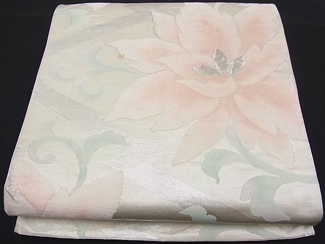 平和屋着物■六通柄袋帯 唐織 松皮菱花唐草文 銀糸 逸品 n-fw1460