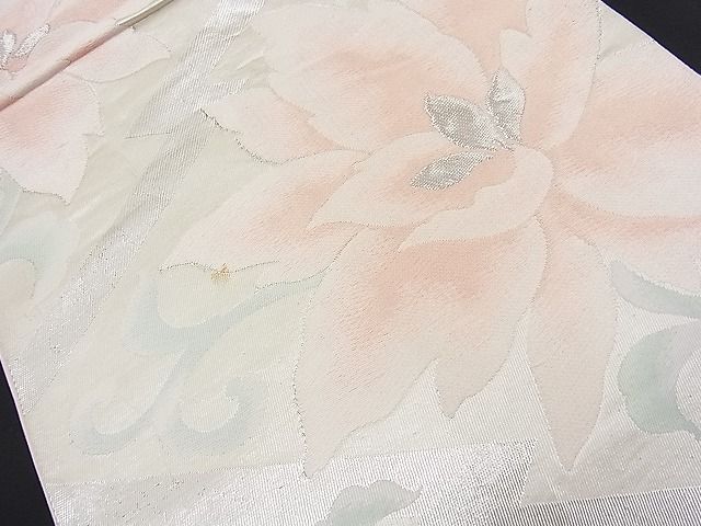 平和屋着物■六通柄袋帯 唐織 松皮菱花唐草文 銀糸 逸品 n-fw1460