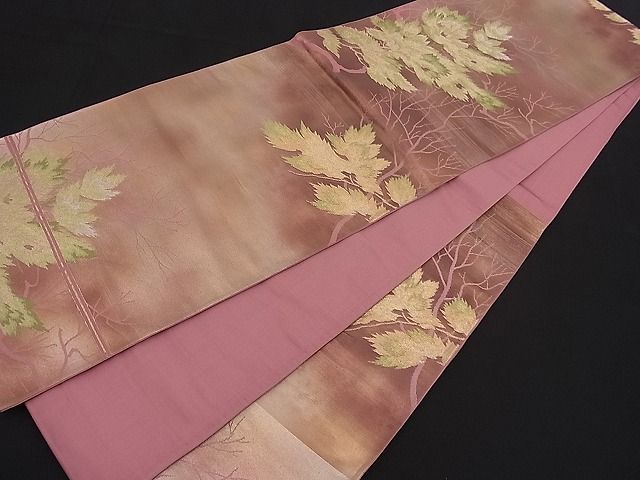 平和屋着物■六通柄袋帯 枝葉文 金銀糸 逸品 n-fw1654