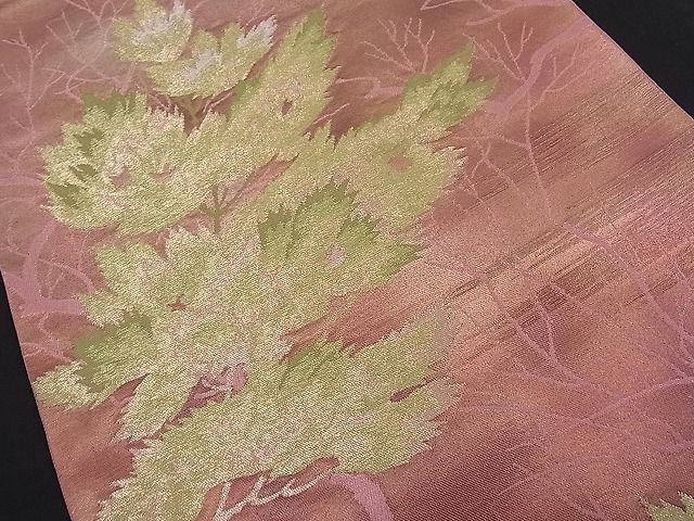 平和屋着物■六通柄袋帯 枝葉文 金銀糸 逸品 n-fw1654
