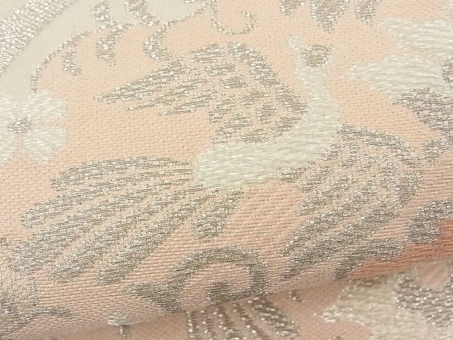 平和屋着物■六通柄袋帯 流水花鳥文 銀糸 逸品 n-fw1661
