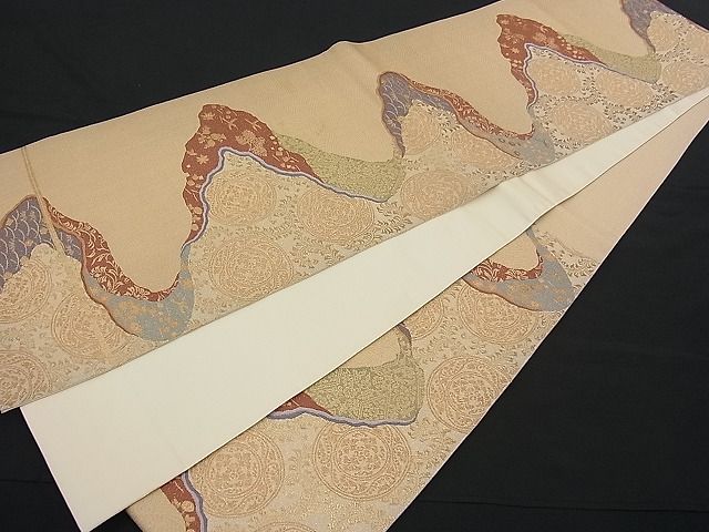 平和屋着物■六通柄袋帯 道長唐草丸文 金糸 逸品 n-fw1667