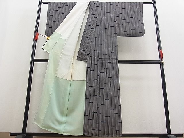 平和屋着物■上質なお召 吉祥間道 逸品 n-fw1731