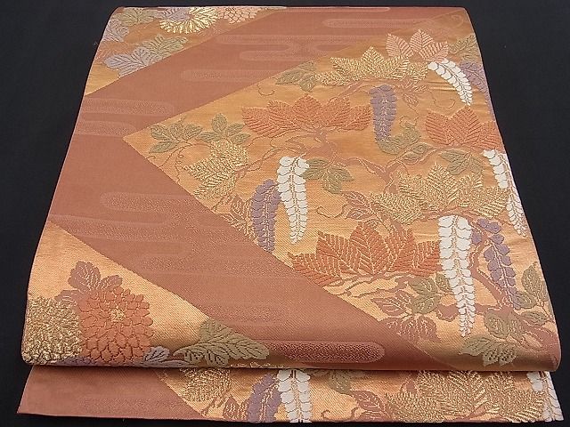 平和屋着物■六通柄袋帯 唐織 菱草花文 金糸 逸品 n-fw1880