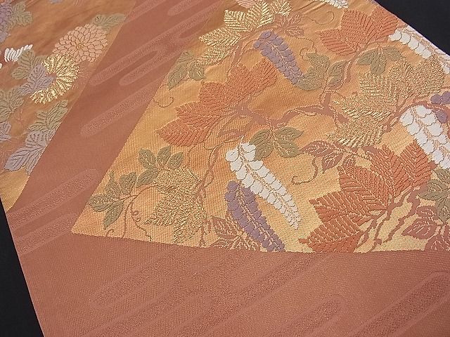 平和屋着物■六通柄袋帯 唐織 菱草花文 金糸 逸品 n-fw1880