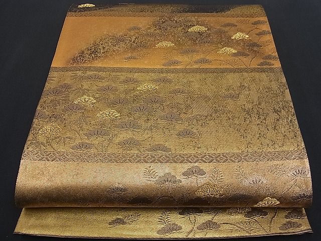 平和屋着物■六通柄袋帯 横段笠松吉祥文 金糸 逸品 n-fw1885