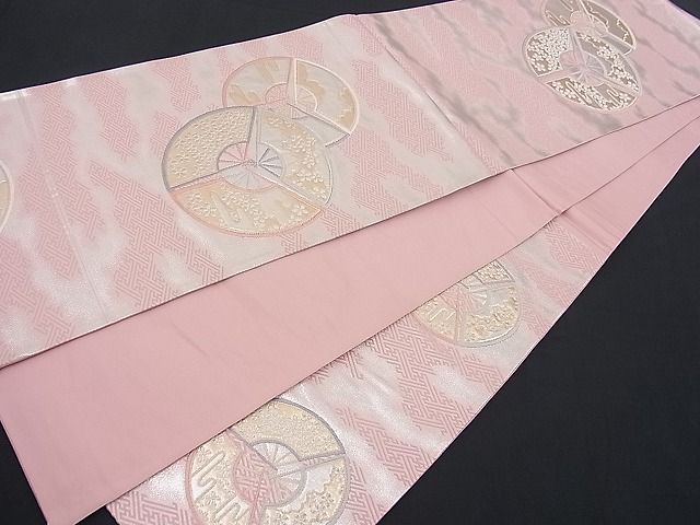 平和屋着物■六通柄袋帯 唐織 扇面丸吉祥花文 金銀糸 逸品 n-fw1891