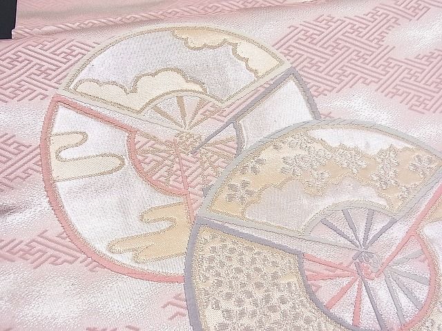 平和屋着物■六通柄袋帯 唐織 扇面丸吉祥花文 金銀糸 逸品 n-fw1891