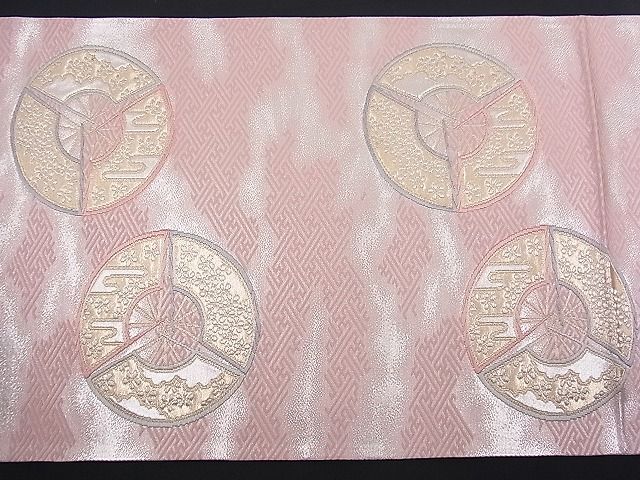 平和屋着物■六通柄袋帯 唐織 扇面丸吉祥花文 金銀糸 逸品 n-fw1891