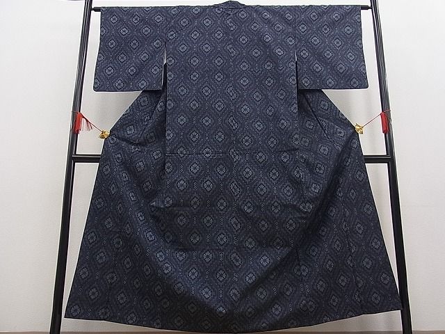 平和屋着物■上質なお召 吉祥花文 逸品 n-fw2049