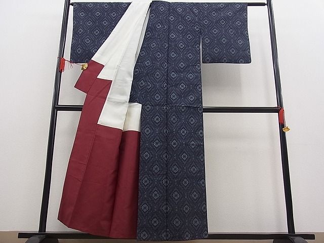 平和屋着物■上質なお召 吉祥花文 逸品 n-fw2049