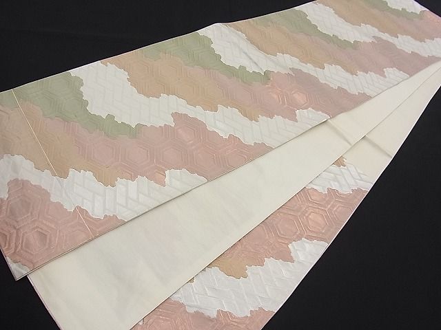 平和屋着物■六通柄袋帯 道長亀甲文 銀糸 逸品 n-fw2151
