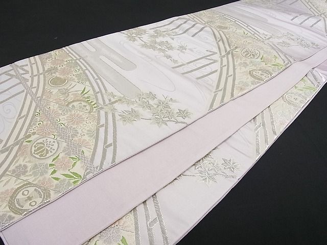 平和屋着物■六通柄袋帯 渡橋花唐草文 金銀糸 逸品 ga1072
