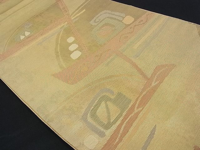 平和屋着物■六通柄袋帯 幾何学文様 金糸 逸品 ga1337