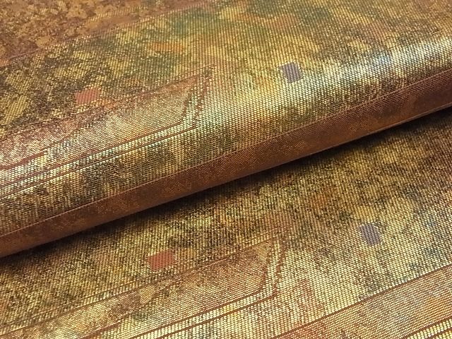 平和屋着物■六通柄袋帯 箔薬 幾何学間道 引箔 逸品 ga1555