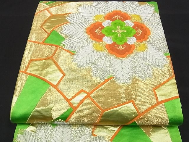 平和屋着物■西陣 六通柄袋帯 正倉院松葉花文 金銀糸 証紙付き 逸品 ga1596