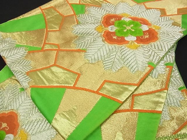 平和屋着物■西陣 六通柄袋帯 正倉院松葉花文 金銀糸 証紙付き 逸品 ga1596