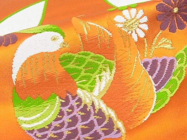 平和屋着物■六通柄袋帯 唐織 鴛鴦花文 金糸 逸品 ga1627