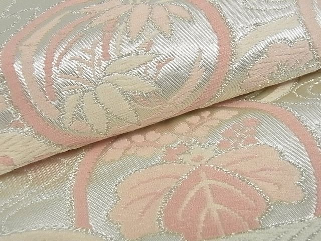 平和屋着物■六通柄袋帯 色紙流水花文 銀糸 逸品 ga1633
