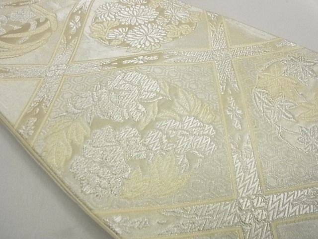 平和屋着物■六通柄袋帯 天井吉祥花文 銀糸 逸品 ga1651