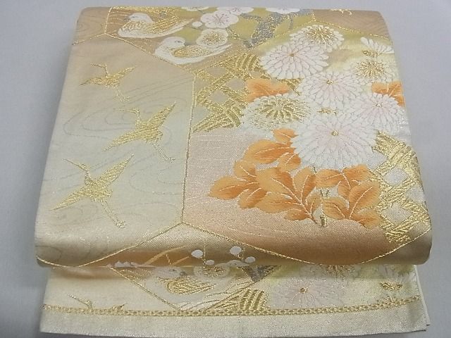 平和屋着物■六通柄袋帯 亀甲飛鶴花文 金銀糸 逸品 ga1737