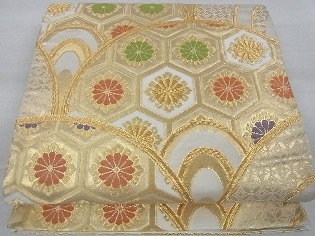 平和屋着物■六通柄袋帯 みかげ 吉祥花文 金糸 逸品 ga1747